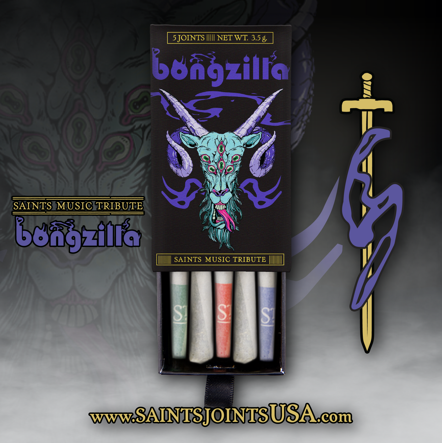 Saints x Bongzilla Music Series 001 Multi-Strain Pre-Rolls (3.5g, Mixed Strain)